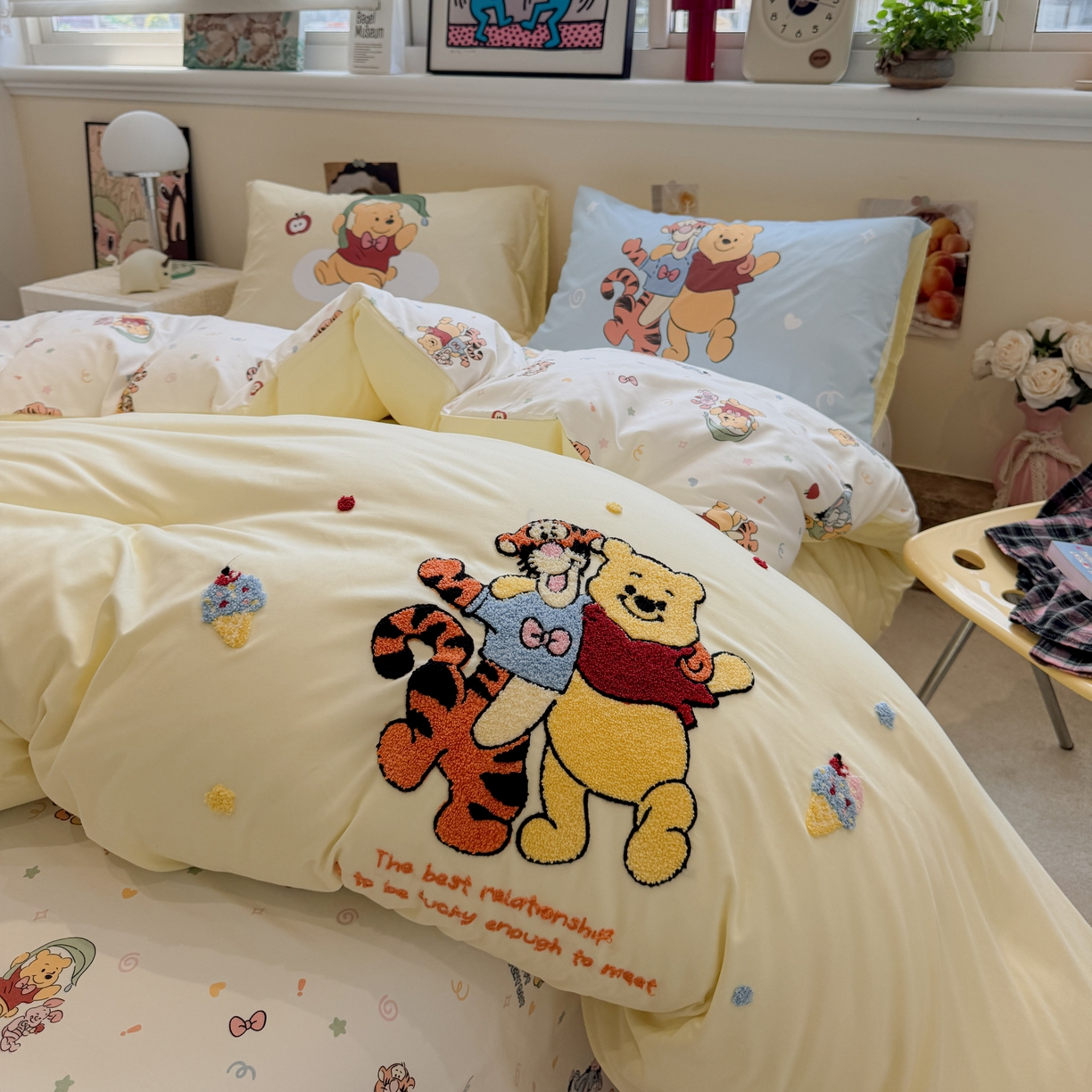 91家纺网 家纺一手货源 找家纺 一霖家纺 2025新款高克重云朵棉毛巾绣印绣四件套-小清新系列-第三波 精灵布布