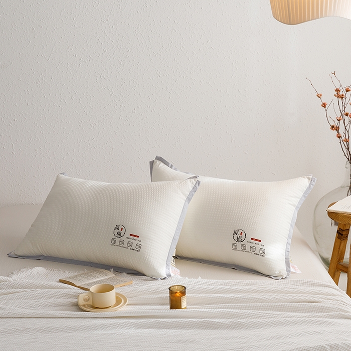 91家纺网 家纺一手货源 找家纺 小米枕芯 2025新款泡泡纱四色枕头枕芯 米白