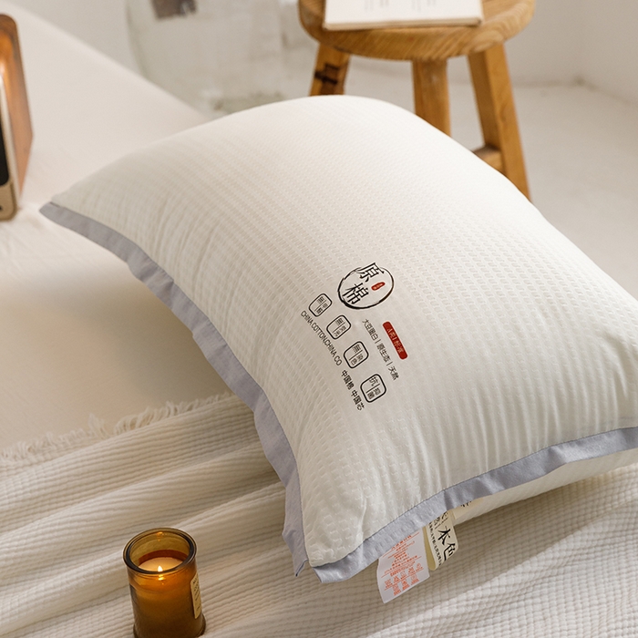 91家纺网 家纺一手货源 找家纺 小米枕芯 2025新款泡泡纱四色枕头枕芯 米白