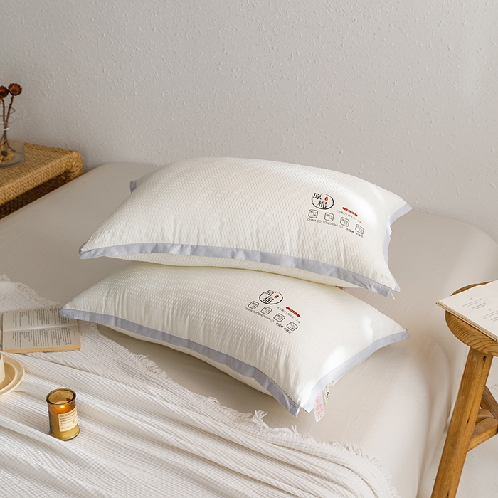 91家纺网 家纺一手货源 找家纺 小米枕芯 2025新款泡泡纱四色枕头枕芯 米白