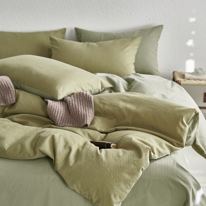 91家纺网 家纺一手货源 找家纺 千朵森 2025新款全棉色织提花磨毛四件套-风格一 欧佩斯-松茶