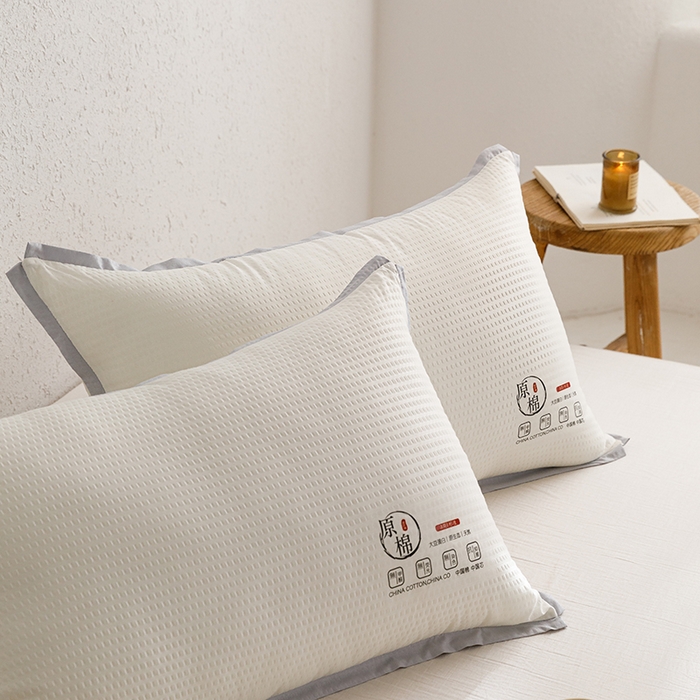 91家纺网 家纺一手货源 找家纺 小米枕芯 2025新款泡泡纱四色枕头枕芯 米白