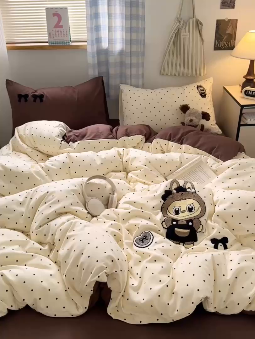 91家纺网 家纺一手货源 找家纺 一霖家纺 2025新款高克重云朵棉毛巾绣印绣四件套-小清新系列-第三波 精灵布布