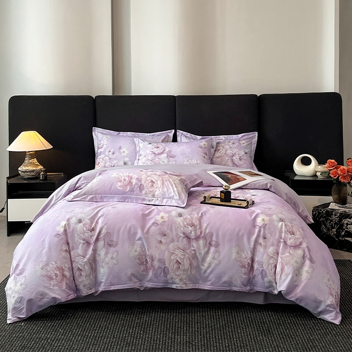 格里芬 2025全棉加厚磨毛纯棉生态磨毛印花四件套 丽芙-紫