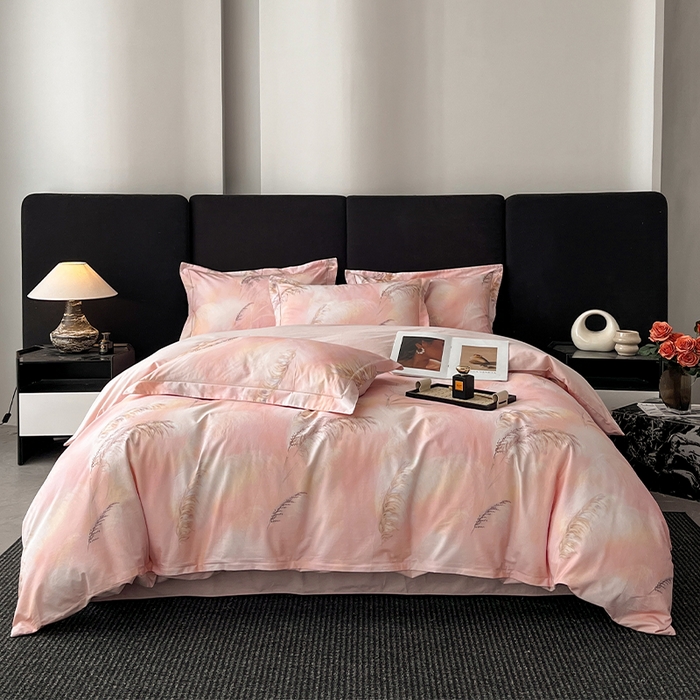 格里芬 2025全棉加厚磨毛纯棉生态磨毛印花四件套 卢雪眠-粉