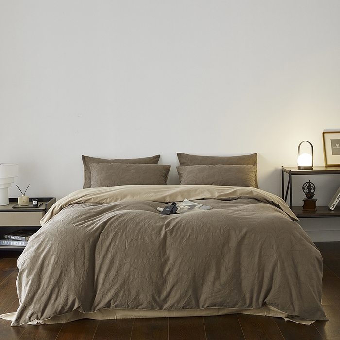 91家纺网 家纺一手货源 找家纺 千朵森 2025新款全棉色织提花磨毛四件套-风格二 欧佩斯-香槟