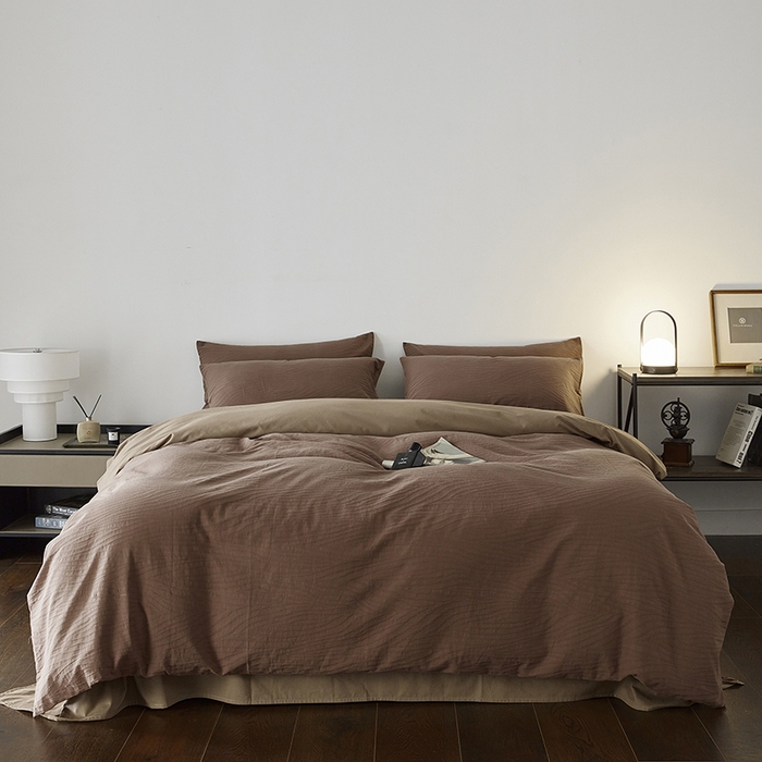 91家纺网 家纺一手货源 找家纺 千朵森 2025新款全棉色织提花磨毛四件套-风格二 欧佩斯-棕榈