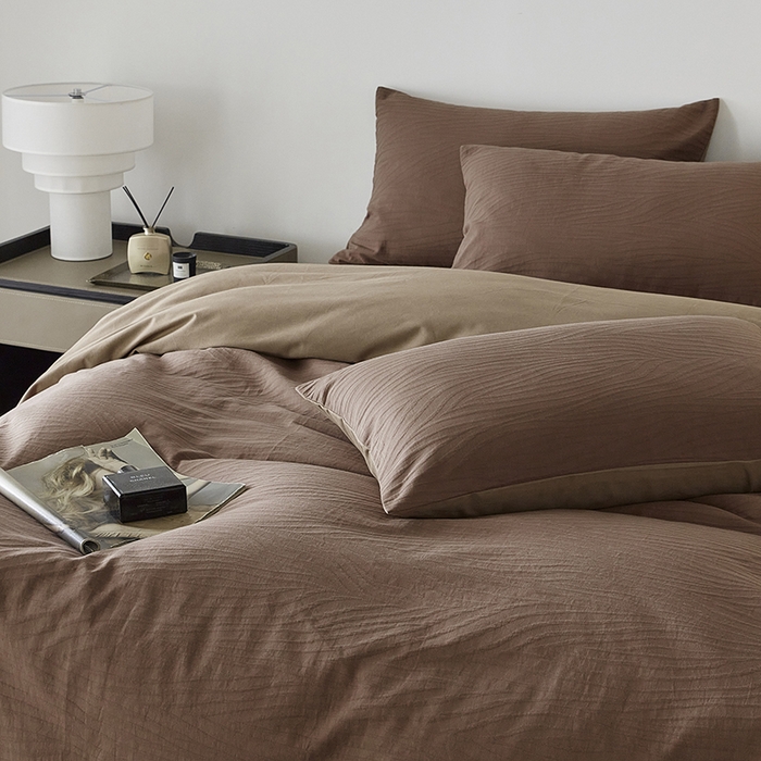 91家纺网 家纺一手货源 找家纺 千朵森 2025新款全棉色织提花磨毛四件套-风格二 欧佩斯-棕榈