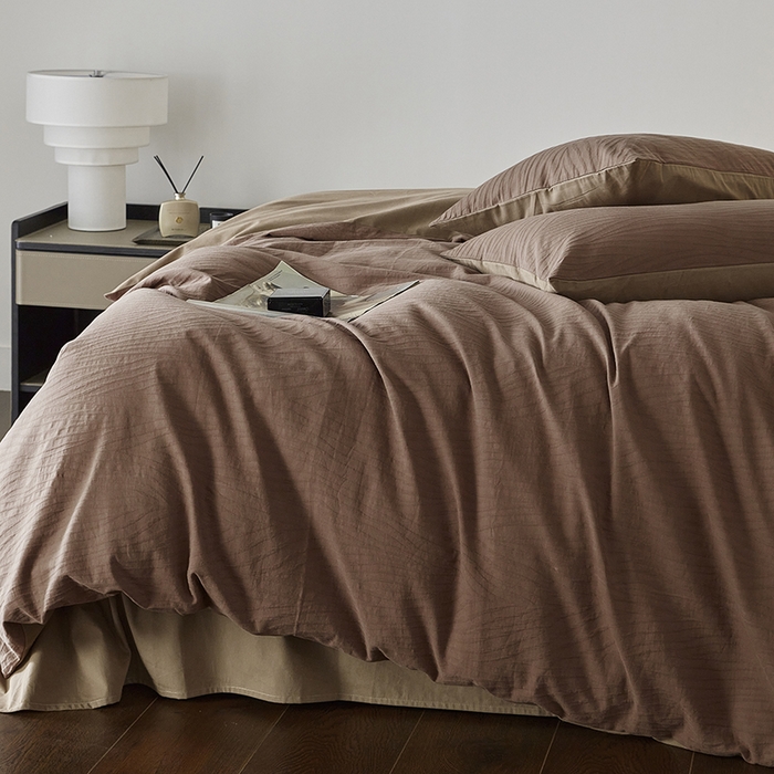 91家纺网 家纺一手货源 找家纺 千朵森 2025新款全棉色织提花磨毛四件套-风格二 欧佩斯-棕榈