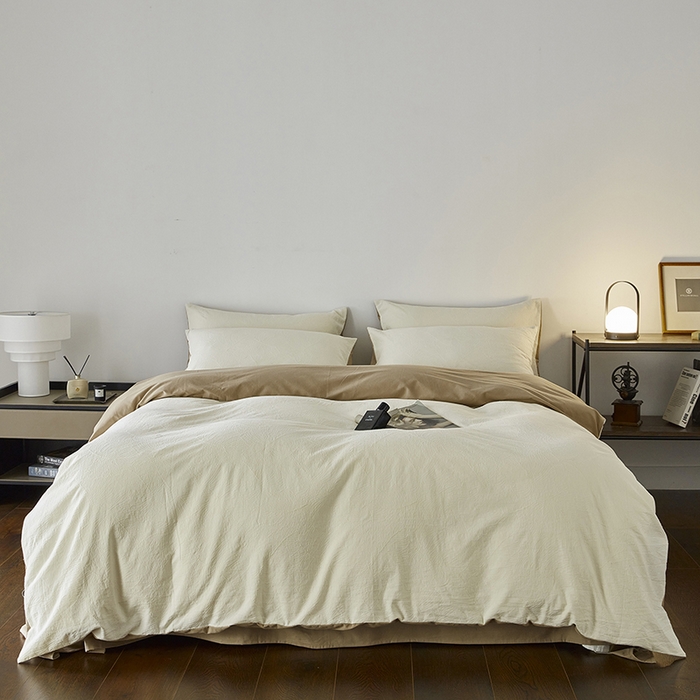 千朵森 2025新款全棉色织提花磨毛四件套-风格二 欧佩斯-奶杏