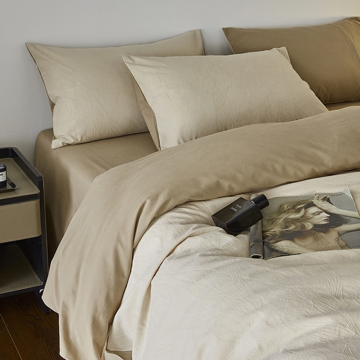 91家纺网 家纺一手货源 找家纺 千朵森 2025新款全棉色织提花磨毛四件套-风格二 欧佩斯-抹茶