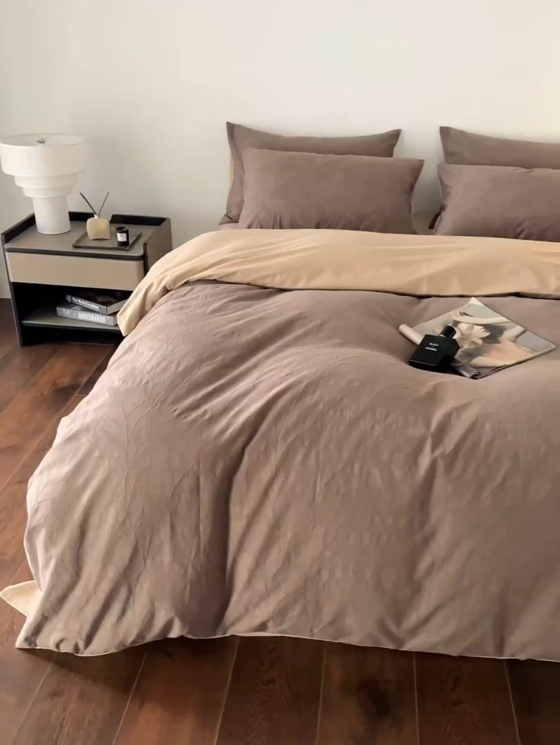 91家纺网 家纺一手货源 找家纺 千朵森 2025新款全棉色织提花磨毛四件套-风格二 欧佩斯-香槟