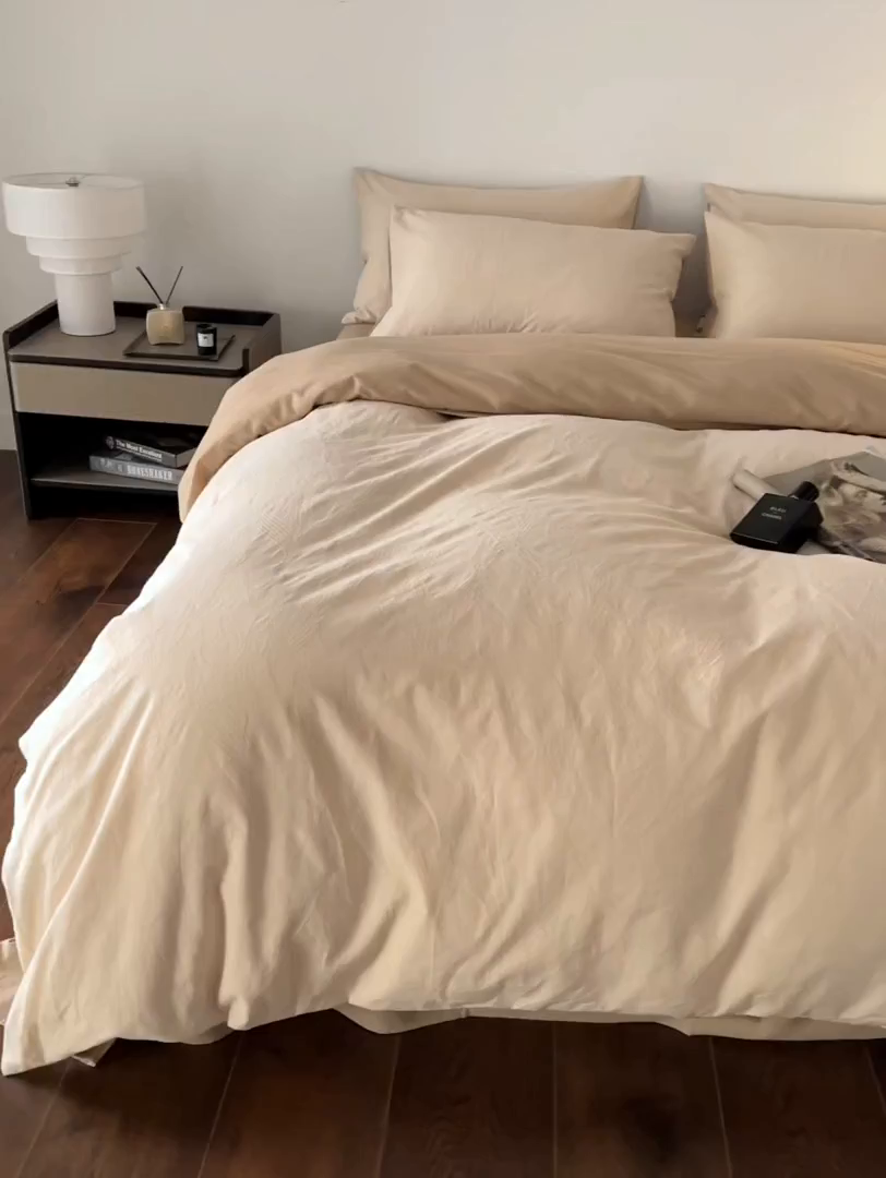 91家纺网 家纺一手货源 找家纺 千朵森 2025新款全棉色织提花磨毛四件套-风格二 欧佩斯-抹茶