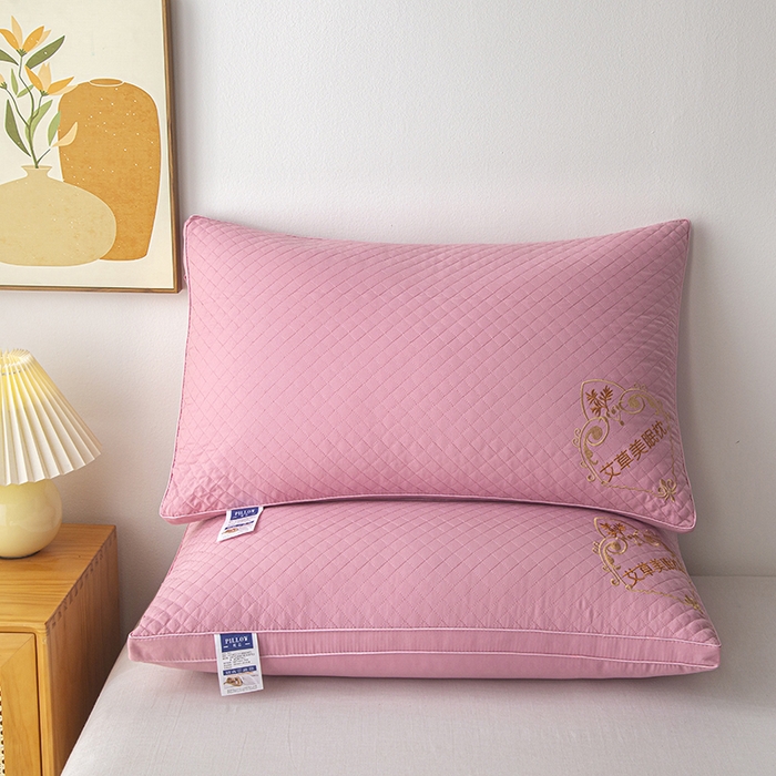 91家纺网 家纺一手货源 找家纺 永乐枕芯 2025新款艾草美眠双边立体枕 枕头枕芯 高枕 双边粉色 48x74cm/只