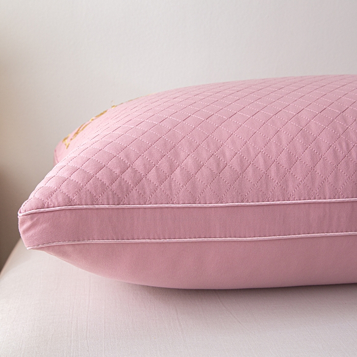 91家纺网 家纺一手货源 找家纺 永乐枕芯 2025新款艾草美眠双边立体枕 枕头枕芯 高枕 双边粉色 48x74cm/只