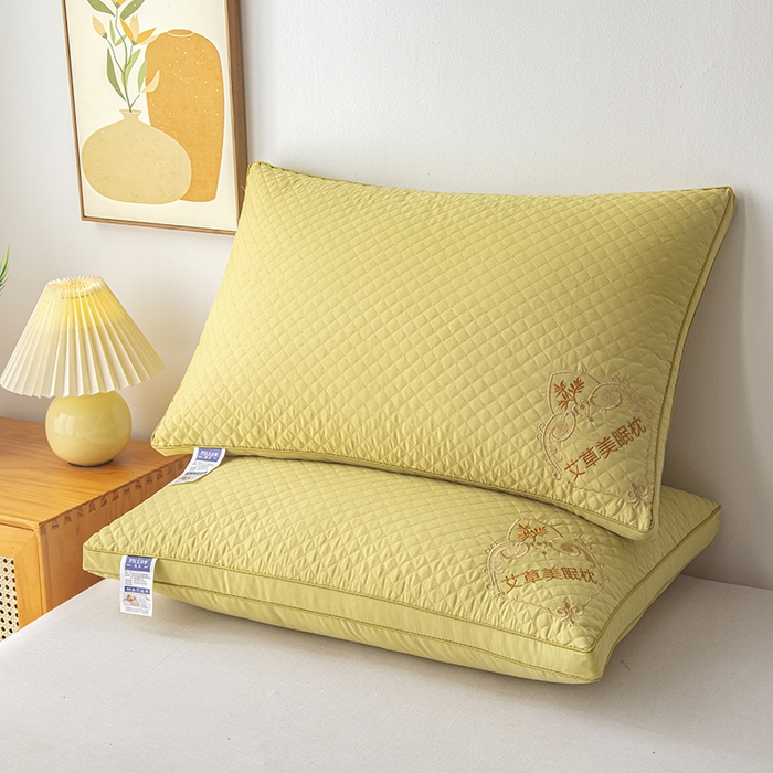 91家纺网 家纺一手货源 找家纺 永乐枕芯 2025新款艾草美眠双边立体枕 枕头枕芯 高枕 双边黄色 48x74cm/只