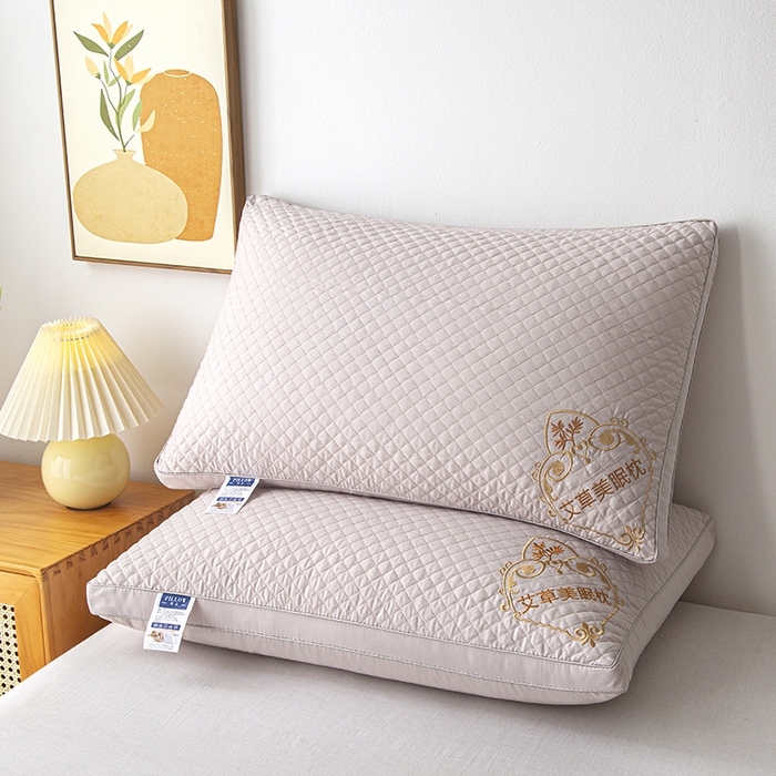 91家纺网 家纺一手货源 找家纺 永乐枕芯 2025新款艾草美眠双边立体枕 枕头枕芯 低枕 双边灰色 48x74cm/只