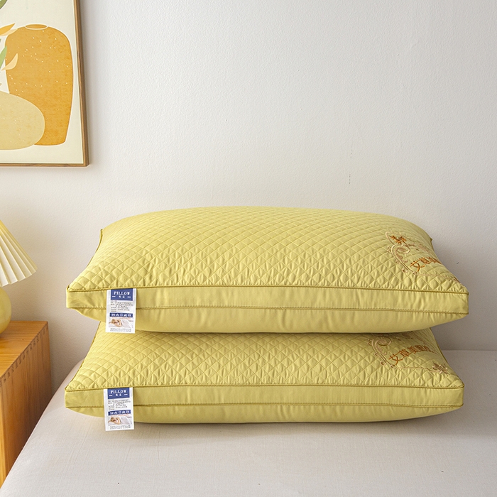 91家纺网 家纺一手货源 找家纺 永乐枕芯 2025新款艾草美眠双边立体枕 枕头枕芯 低枕 双边黄色 48x74cm/只