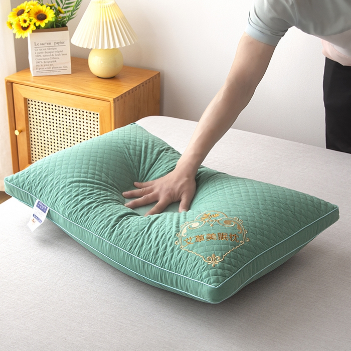 91家纺网 家纺一手货源 找家纺 永乐枕芯 2025新款艾草美眠双边立体枕 枕头枕芯 低枕 双边绿色 48x74cm/只