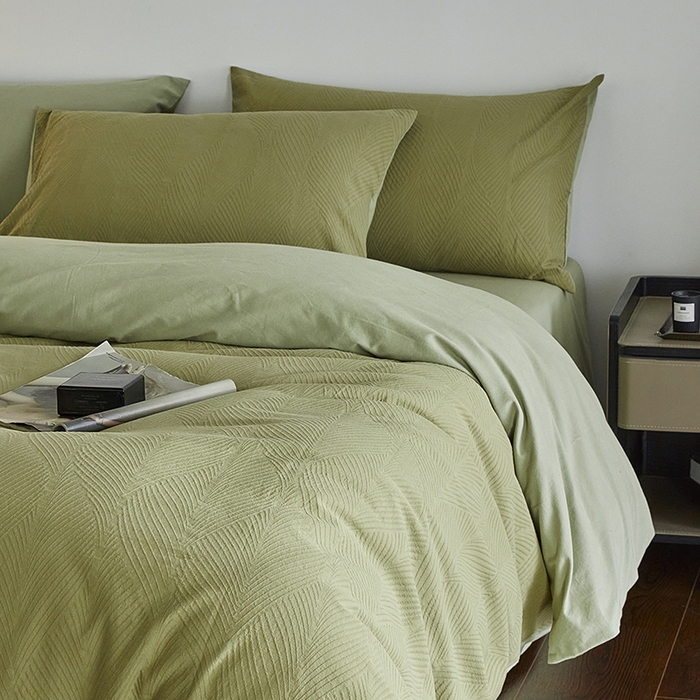 91家纺网 家纺一手货源 找家纺 千朵森 2025新款全棉色织提花磨毛四件套-风格二 欧佩斯-松茶