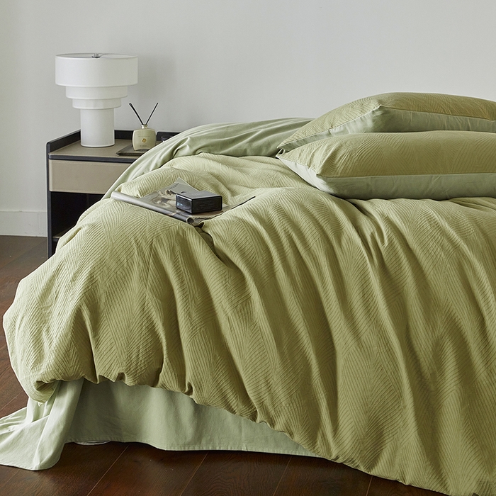 91家纺网 家纺一手货源 找家纺 千朵森 2025新款全棉色织提花磨毛四件套-风格二 欧佩斯-松茶