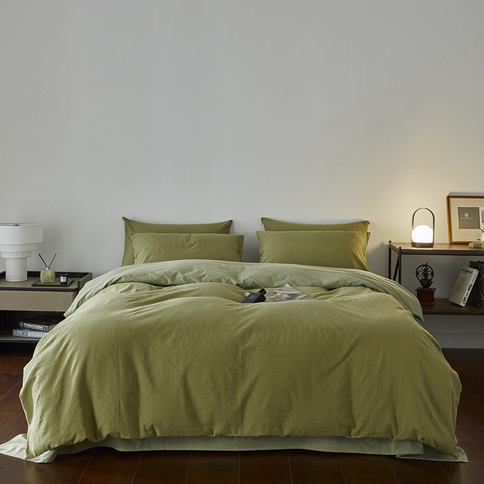 千朵森 2025新款全棉色织提花磨毛四件套-风格二 欧佩斯-松茶