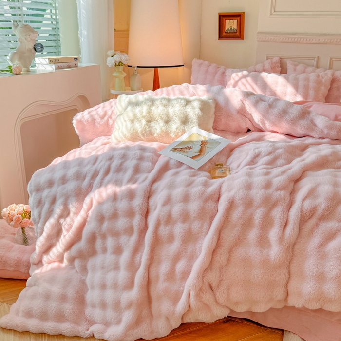 （总）唐人居 2025新款泡泡兔毛牛奶绒四件套--七彩