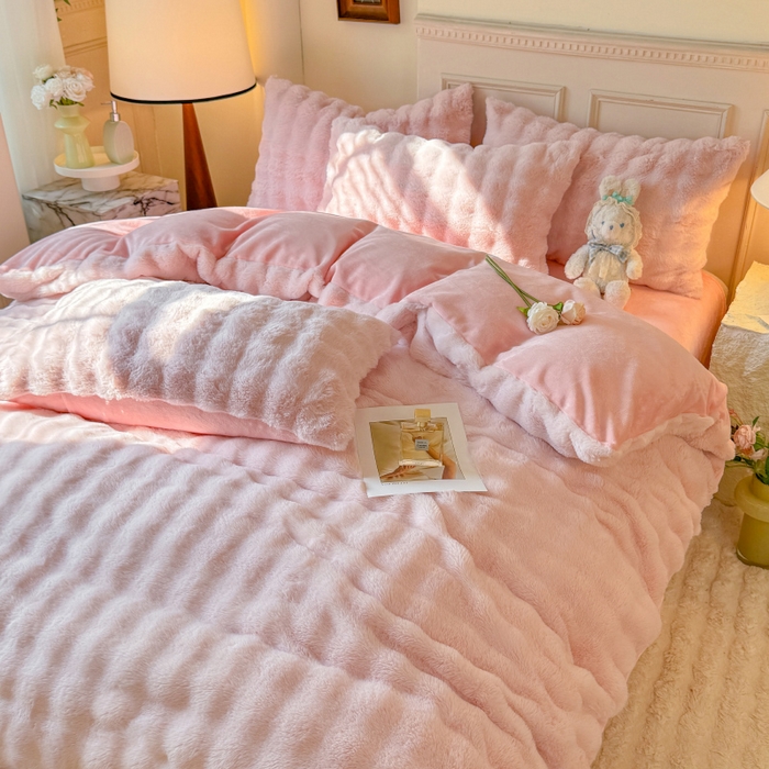 91家纺网 家纺一手货源 找家纺 （总）唐人居 2025新款泡泡兔毛牛奶绒四件套--七彩