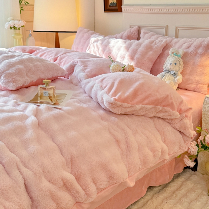 91家纺网 家纺一手货源 找家纺 （总）唐人居 2025新款泡泡兔毛牛奶绒四件套--七彩