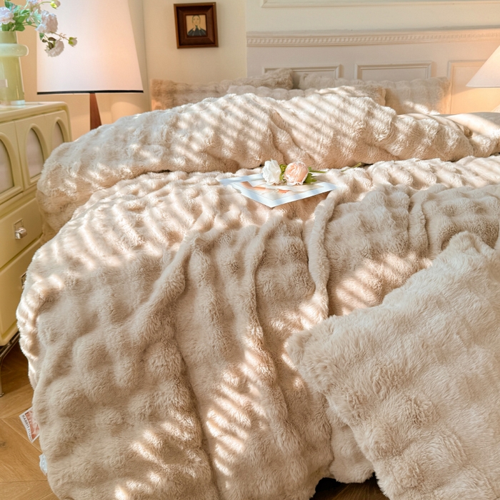 91家纺网 家纺一手货源 找家纺 （总）唐人居 2025新款泡泡兔毛牛奶绒四件套--七彩