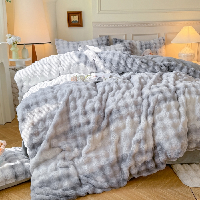 91家纺网 家纺一手货源 找家纺 （总）唐人居 2025新款泡泡兔毛牛奶绒四件套--七彩