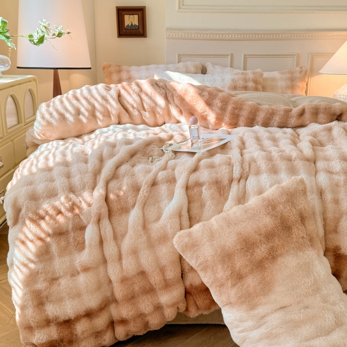 91家纺网 家纺一手货源 找家纺 （总）唐人居 2025新款泡泡兔毛牛奶绒四件套--七彩