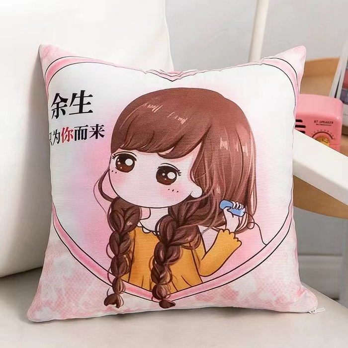 永乐枕芯 2025新款热款卡通居家小抱枕沙发靠垫（颜色随机） 可爱女孩