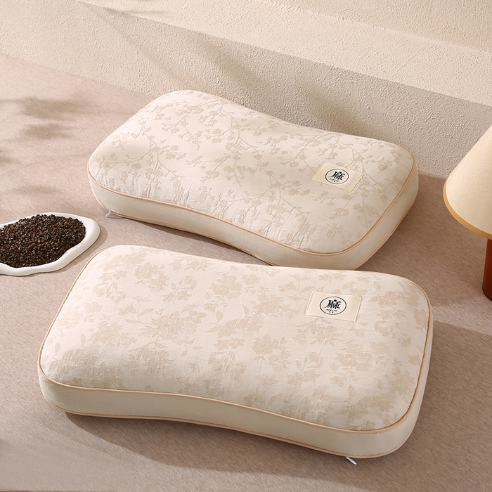 91家纺网 家纺一手货源 找家纺 （总）蔻眠 棉麻立体荞麦护颈枕芯亚麻全荞麦壳枕头