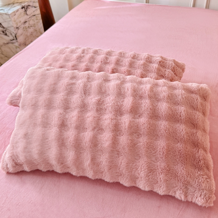 91家纺网 家纺一手货源 找家纺 唐人居 2025新款泡泡兔毛牛奶绒四件套--七彩 豆沙