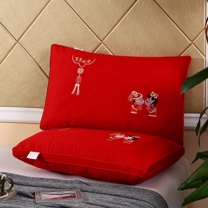 91家纺网 家纺一手货源 找家纺 （总）永乐枕芯 2025新款婚庆枕芯刺绣款羽丝绒枕头