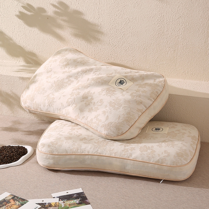 91家纺网 家纺一手货源 找家纺 蔻眠 棉麻立体荞麦护颈枕芯亚麻全荞麦壳枕头 立体棉麻-芳菲