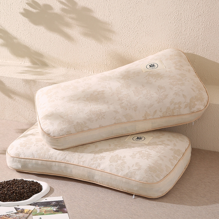 91家纺网 家纺一手货源 找家纺 蔻眠 棉麻立体荞麦护颈枕芯亚麻全荞麦壳枕头 立体棉麻-芳菲