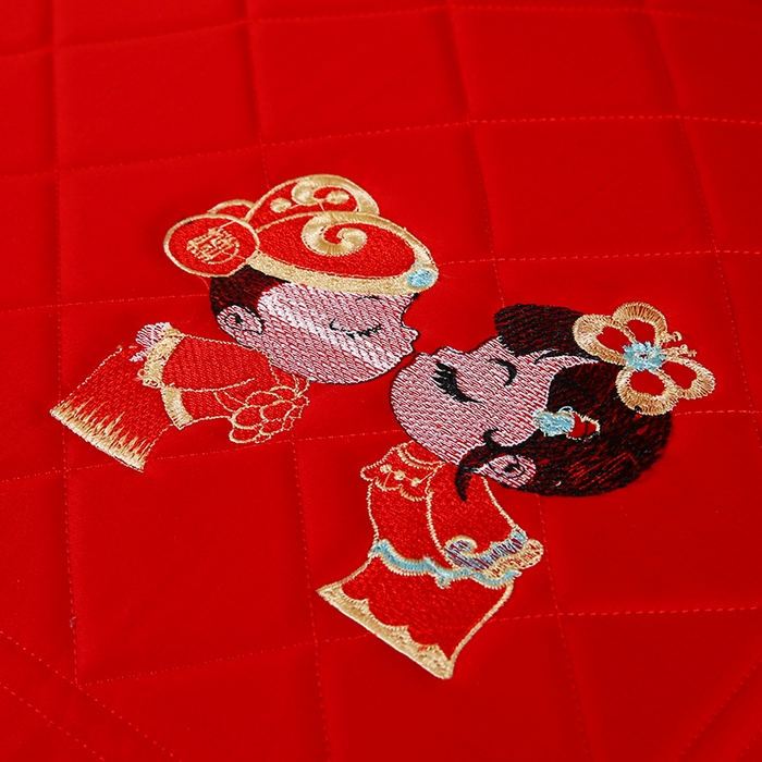 91家纺网 家纺一手货源 找家纺 永乐枕芯 2025新款婚庆枕芯刺绣款羽丝绒枕头 喜结连理