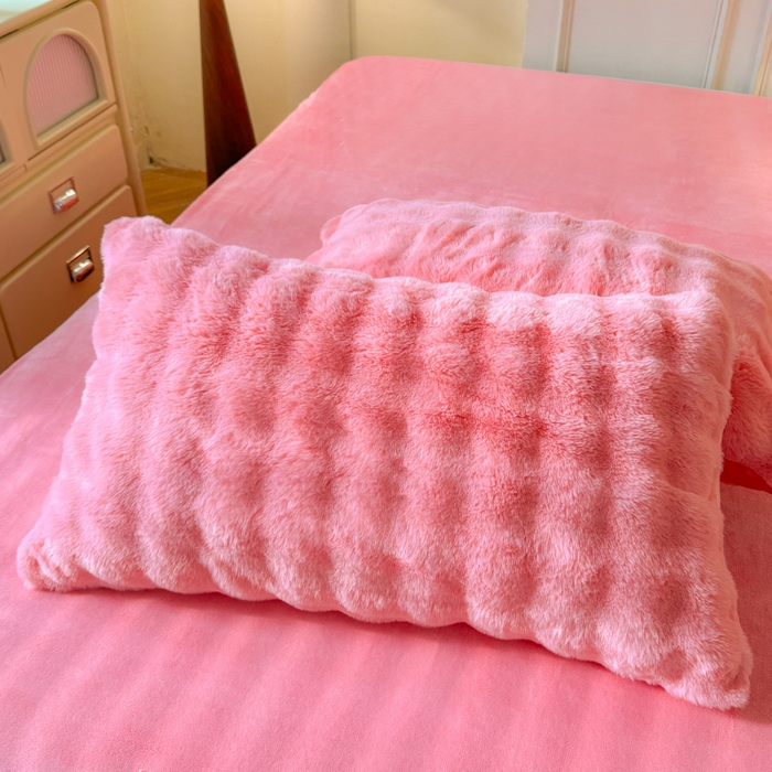 91家纺网 家纺一手货源 找家纺 唐人居 2025新款泡泡兔毛牛奶绒四件套--七彩 粉玉