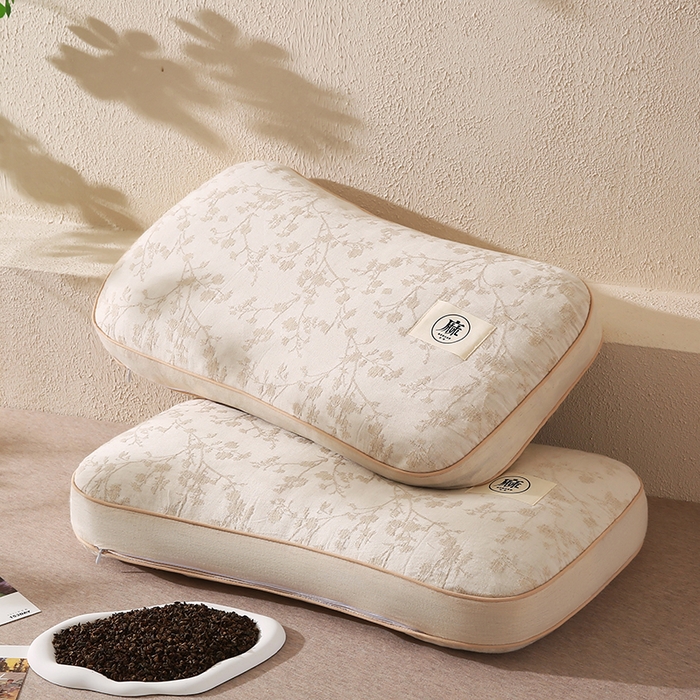 蔻眠 棉麻立体荞麦护颈枕芯亚麻全荞麦壳枕头 立体棉麻-枝意