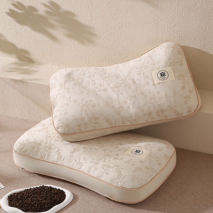 91家纺网 家纺一手货源 找家纺 蔻眠 棉麻立体荞麦护颈枕芯亚麻全荞麦壳枕头 立体棉麻-枝意