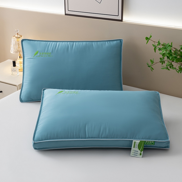 91家纺网 家纺一手货源 找家纺 小米枕芯 2025新款凉茶聚酯纤维枕压线宽边三色枕头枕芯 粉色