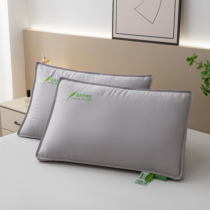 91家纺网 家纺一手货源 找家纺 小米枕芯 2025新款凉茶聚酯纤维枕压线宽边三色枕头枕芯 蓝色