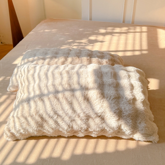 91家纺网 家纺一手货源 找家纺 唐人居 2025新款泡泡兔毛牛奶绒四件套--七彩 卡其