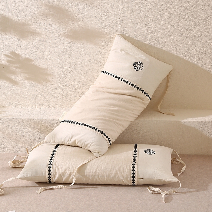 91家纺网 家纺一手货源 找家纺 （总）蔻眠 棉麻绑带两用荞麦护颈枕芯亚麻荞麦壳枕头