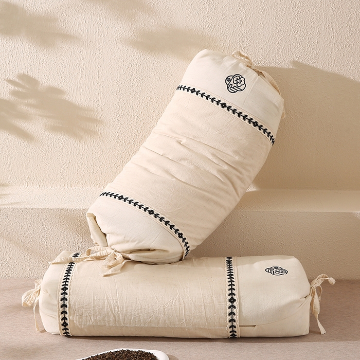 91家纺网 家纺一手货源 找家纺 （总）蔻眠 棉麻绑带两用荞麦护颈枕芯亚麻荞麦壳枕头