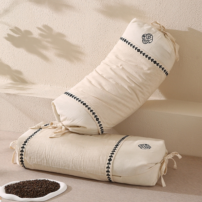 91家纺网 家纺一手货源 找家纺 （总）蔻眠 棉麻绑带两用荞麦护颈枕芯亚麻荞麦壳枕头