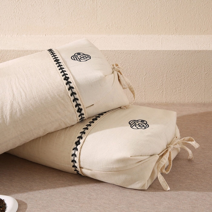 91家纺网 家纺一手货源 找家纺 （总）蔻眠 棉麻绑带两用荞麦护颈枕芯亚麻荞麦壳枕头