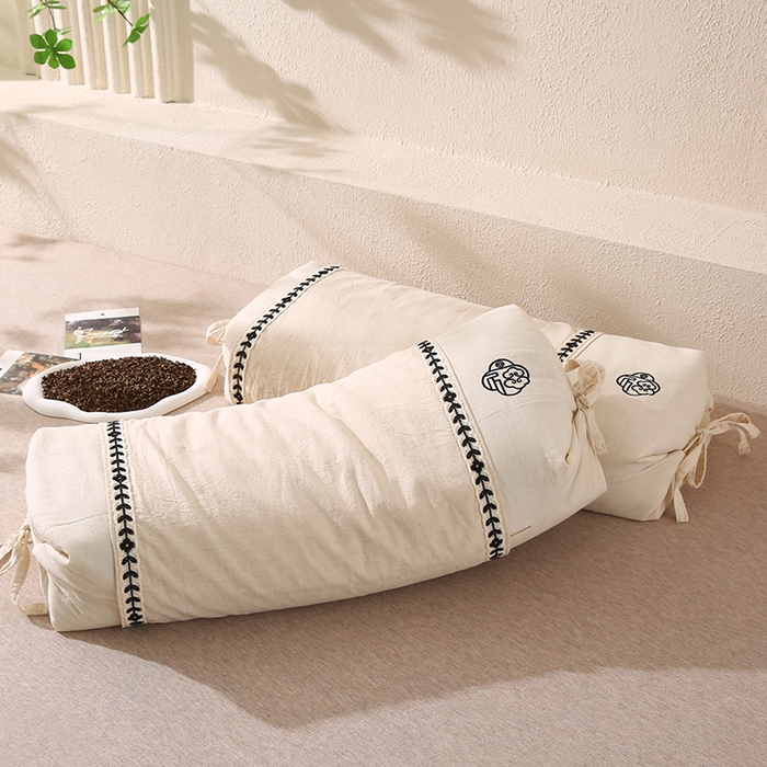 91家纺网 家纺一手货源 找家纺 （总）蔻眠 棉麻绑带两用荞麦护颈枕芯亚麻荞麦壳枕头